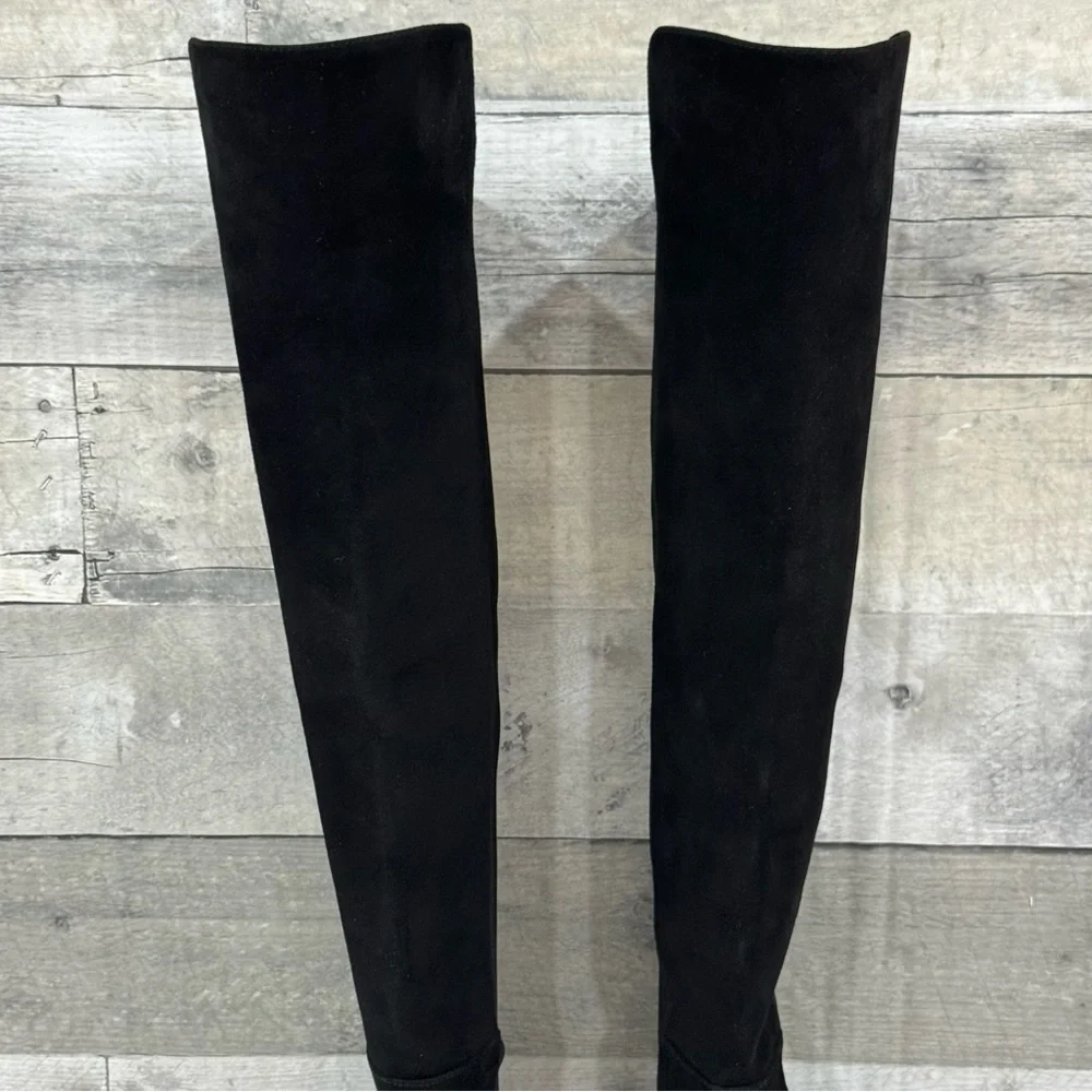 NWOT STUART WEITZMAN 5050 OVER THE KNEE SUEDE BOOTS IN BLACK SIZE - 5B .US